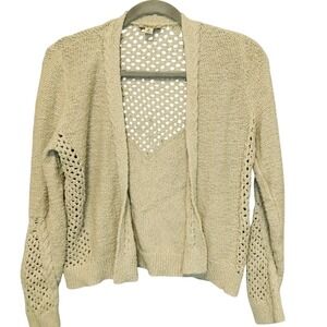 Lucky Brand Womens Open Front Knit Cardigan‎ Sweater Beige Size Medium